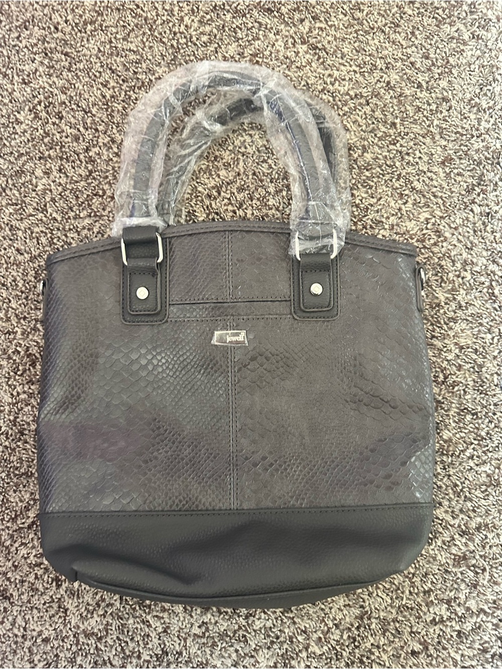 Gray Textured Tote Bag with Dual Handles